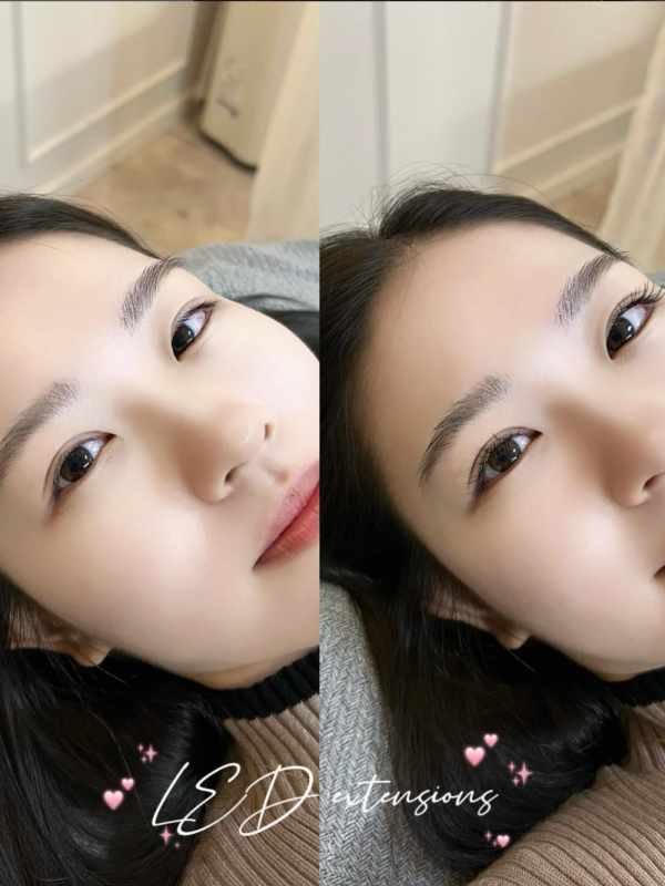 アイシャルマン目黒店のLEDエクステ施術写真。高持続・オイルクレンジング対応。